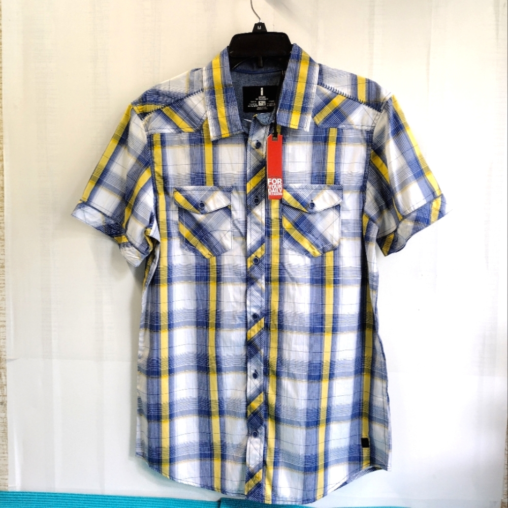 I Jeans By Buffalo Mackale Men's Plaid Shirt Size M NWT